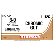 ETHICON Suture, Surgical Gut - Chromic, LIGAPAK Dispensing Reel, 54", Size 3-0. MFID: L112G