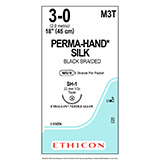 ETHICON Suture, PERMA-HAND, Taper Point, SH-1, 8-18", Size 3-0, 2 dozens. MFID: M3T (USA ONLY)