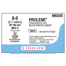 ETHICON Suture, PROLENE, Taper Point, BV-1 / BV-1, 4-24", Size 6-0. MFID: M8305