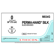 ETHICON Suture, PERMA-HAND, Taper Point, SH, 4-30", Size 0. MFID: M834G