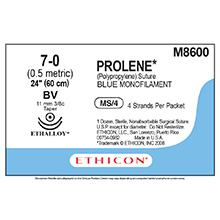ETHICON Suture, PROLENE, Taper Point, BV / BV, 4-24", Size 7-0. MFID: M8600