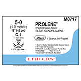 ETHICON Suture, PROLENE, Taper Point, C-1 / C-1, 4-18", Size 5-0. MFID: M8717 (USA ONLY)