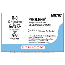 ETHICON Suture, PROLENE, Taper Point, BV175-7 / BV175-7, 2-24", Size 8-0. MFID: M8767