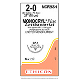 ETHICON Suture, Dental, MONOCRYL Plus, Reverse Cutting, CP-1, 27", Size 2-0. MFID: MCP266H (USA ONLY)