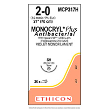 ETHICON Suture, Dental, MONOCRYL Plus, Taper Point, SH, 27", Size 2-0. MFID: MCP317H