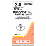 ETHICON Suture, Dental, MONOCRYL Plus, Taper Point, CT-1, 36", Size 2-0. MFID: MCP345H (USA ONLY)