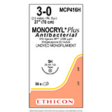 ETHICON Suture, Dental, MONOCRYL Plus, Taper Point, SH, 27", Size 3-0. MFID: MCP416H (USA ONLY)