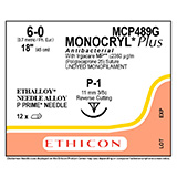 ETHICON Suture, Dental, MONOCRYL Plus, Precision Point - Reverse Cutting, P-1, 18", Size 6-0. MFID: MCP489G (USA ONLY)