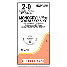 ETHICON Suture, Dental, MONOCRYL Plus, Taper Point, CT-1, 36", Size 2-0. MFID: MCP945H