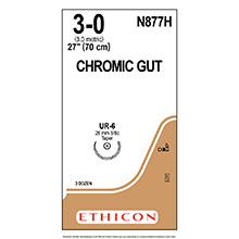 ETHICON Suture, Surgical Gut - Chromic, Taper Point, UR-6, 27", Size 3-0. MFID: N877H