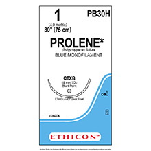 ETHICON Suture, PROLENE, ETHIGUARD - Blunt Point, CTX-B, 30", Size 1. MFID: PB30H