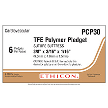 ETHICON TFE Polymer Pledget, Firm, 3/8" x 3/16" x 1/16", 6/pk, 36 pk/bx. MFID: PCP30