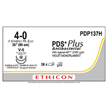 ETHICON Suture, PDS Plus, TAPERCUT, V-5 / V-5, 36", Size 4-0. MFID: PDP137H