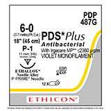 ETHICON Suture, PDS Plus, Precision Point - Reverse Cutting, P-1, 18", Size 6-0. MFID: PDP487G (USA ONLY)