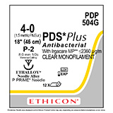 ETHICON Suture, PDS Plus, Precision Point - Reverse Cutting, P-2, 18", Size 4-0. MFID: PDP504G (USA ONLY)