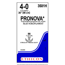 ETHICON Suture, PRONOVA POLY, Size 4-0, 36", Blue Monofilament, Needle BB, Taper Point, 3/8 Circle, 3 dz/bx. MFID: PN3581H
