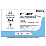 ETHICON Suture, PRONOVA POLY, Size 6-0, 4-24", Blue Monofilament, Needle BV-1 BV-1, Taper Point, 3/8 Circle, 1 dz/bx. MFID: PNM3805 (USA ONLY)