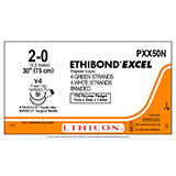 ETHICON Suture, ETHIBOND EXCEL, TAPERCUT, V-5 ½ Circle, 4-30", Size 2-0, 6/bx. MFID: PXX50N (USA ONLY)
