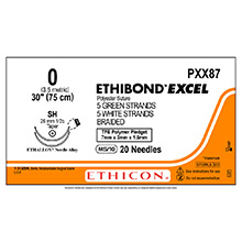ETHICON Suture, ETHIBOND EXCEL, Taper Point, SH / SH, 10-30", Size 0. MFID: PXX87N