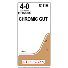 ETHICON Suture, Surgical Gut - Chromic, Standard & Short Length Sutures, 54", Size 4-0. MFID: S111H