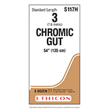 ETHICON Suture, Surgical Gut - Chromic, Standard & Short Length Sutures, 54", Size 3. MFID: S117H (USA ONLY)