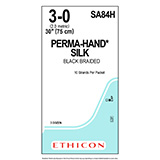ETHICON Suture, PERMA-HAND, SUTUPAK Pre-Cut Sutures, 10-30", Size 3-0. MFID: SA84H (USA ONLY)
