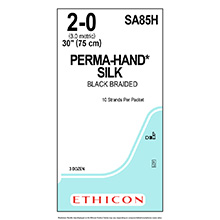 ETHICON Suture, PERMA-HAND, SUTUPAK Pre-Cut Sutures, 10-30", Size 2-0. MFID: SA85H