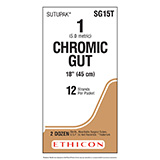 ETHICON Suture, Surgical Gut - Chromic, SUTUPAK Pre-Cut Sutures, 12-18", Size 1, 2 dozens. MFID: SG15T (USA ONLY)