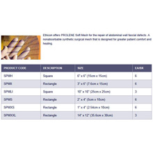 ETHICON PROLENE Soft Polypropylene Mesh, Flat Mesh 6" x 6" (15cm x 15cm). MFID: SPMH