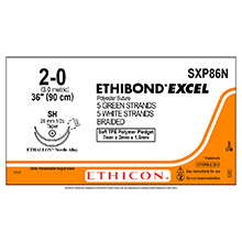 ETHICON Suture, ETHIBOND EXCEL, Taper Point, SH, 5-36", Size 2-0. MFID: SXP86N
