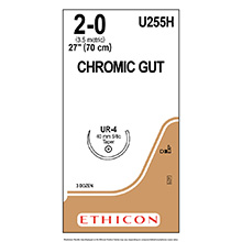ETHICON Suture, Surgical Gut - Chromic, Taper Point, UR-4, 27", Size 2-0. MFID: U255H