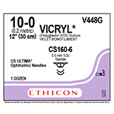 ETHICON Suture, Coated VICRYL, ULTIMA - Spatula, CS160-6 / CS160-6, 12", Size 10-0. MFID: V448G (USA ONLY)