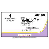 ETHICON Suture, Coated VICRYL Plus, SUTUPAK Pre-Cut Sutures, 6-18", Size 1. MFID: VCP107G (USA ONLY)