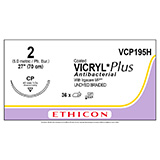 ETHICON Suture, Coated VICRYL Plus, Reverse Cutting, CP, 27", Size 2. MFID: VCP195H (USA ONLY)