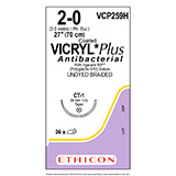 ETHICON Suture, Coated VICRYL Plus, Taper Point, CT-1, 27", Size 2-0. MFID: VCP259H
