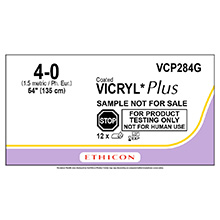 ETHICON Suture, Coated VICRYL Plus, LIGAPAK Ligating Reel, 54", Size 4-0. MFID: VCP284G