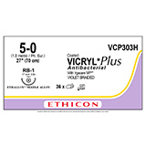 ETHICON Suture, Coated VICRYL Plus, Taper Point, RB-1, 27", Size 5-0. MFID: VCP303H (USA ONLY)