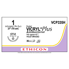 ETHICON Suture, Coated VICRYL Plus, Taper Point, CT-2, 27", Size 1. MFID: VCP335H