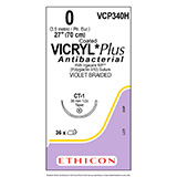 ETHICON Suture, Coated VICRYL Plus, Taper Point, CT-1, 27", Size 0. MFID: VCP340H (USA ONLY)