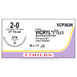 ETHICON Suture, Coated VICRYL Plus, Taper Point, CTX, 27", Size 2-0. MFID: VCP363H (USA ONLY)
