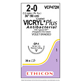 ETHICON Suture, Coated VICRYL Plus, Reverse Cutting, CP-1, 36", Size 2-0. MFID: VCP472H (USA ONLY)