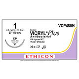 ETHICON Suture, Coated VICRYL Plus, Reverse Cutting, CP, 27", Size 1. MFID: VCP480H (USA ONLY)