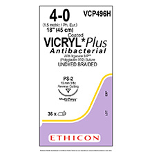 ETHICON PROLENE POLYPROPYLENE Suture, Size 4-0, 18", Undyed Braided, Needle PS-2, 3/8 Circle, 3 dz/bx. MFID: VCP496ZH