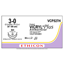 ETHICON Suture, Coated VICRYL Plus, Taper Point, SH / SH, 36", Size 3-0. MFID: VCP527H