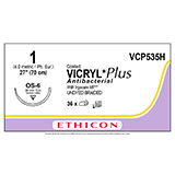 ETHICON Suture, Coated VICRYL Plus, Reverse Cutting, OS-6, 27", Size 1. MFID: VCP535H (USA ONLY)