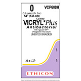 ETHICON Suture, Coated VICRYL Plus, Standard & Short Length Sutures, 18", Size 0. MFID: VCP608H (USA ONLY)