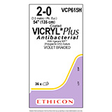 ETHICON Suture, Coated VICRYL Plus, Standard & Short Length Sutures, 54", Size 2-0. MFID: VCP615H (USA ONLY)