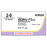ETHICON Suture, Coated VICRYL Plus, Standard & Short Length Sutures, 3-18", Size 2-0, 2 dozens. MFID: VCP635T (USA ONLY)