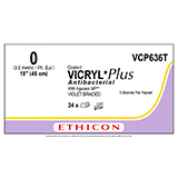 ETHICON Suture, Coated VICRYL Plus, Standard & Short Length Sutures, 3-18", Size 0, 2 dozens. MFID: VCP636T (USA ONLY)