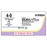 ETHICON Suture, Coated VICRYL Plus, Straight Cutting Needles, KS, 27", Size 4-0. MFID: VCP662H (USA ONLY)
